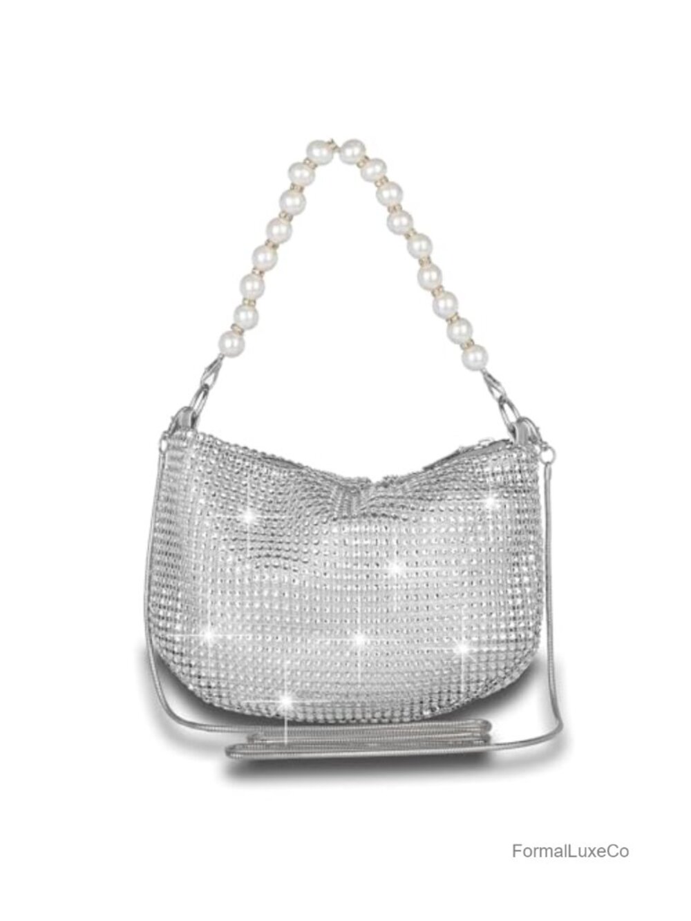 Rhinestone Evening Clutch Wristlet Shoulder Bag Kiss Lock Handle